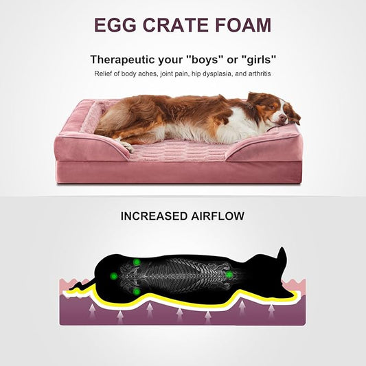 FURTIME Orthopedic Dog Beds for Small Dogs - Waterproof Small Dog Bed, Ultra Comfy Supportive Foam Pet Couch with Removable Washable Cover, Egg Foam Dog & Cat Beds with Nonskid Bottom