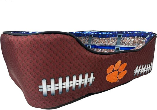 NCAA Clemson Tigers Stadium Dog Bed, Pet Pillow Bed for Dogs, Sporty Football Dog Bed and Lounge Cushion