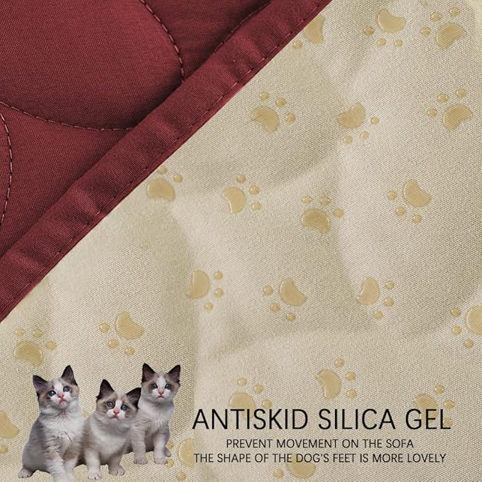 Ameritex Pet Bed Cover Dog Bed Blanket for Sofa and Furniture Waterproof New Pattern Design (52x82 Inch, Burgundy)