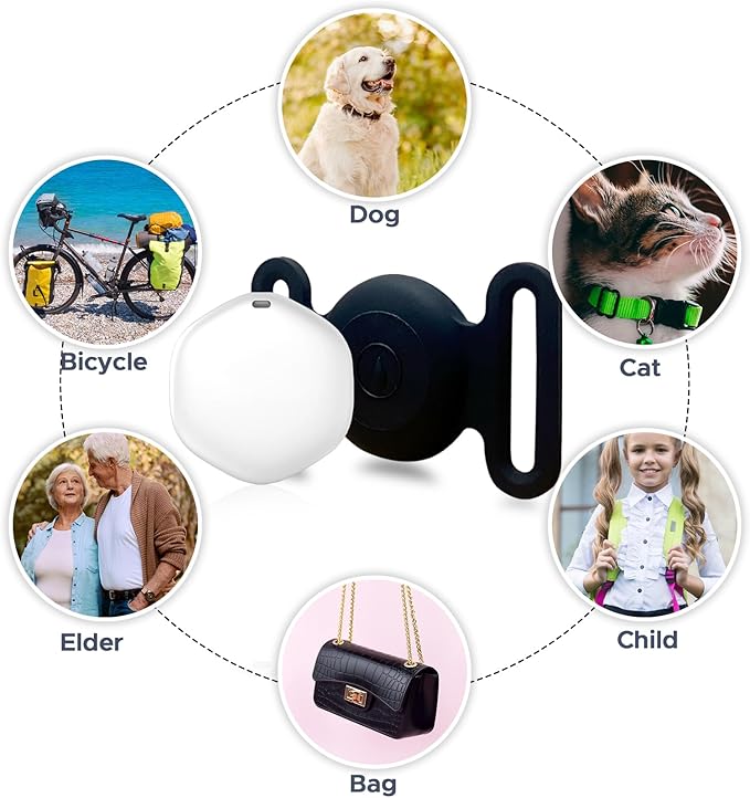GPS Tracker for Dogs, Mini GPS Cat Tracker, Dog Tracking tag with Holder, No Monthly Fee,Work with Apple Find My(iOS Only),Dog Tracking Device,Anti-Lost,Finder Tag for Vehicles/Pets/Kids/Items (Black)