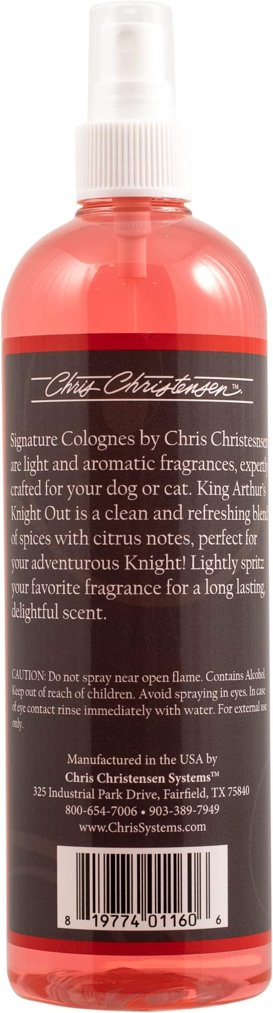Chris Christensen King Arthur's Knight Out Grooming Pet Cologne, Groom Like a Professional, Long Lasting, Designer Fragrances, For Dogs and Cats, 16 oz