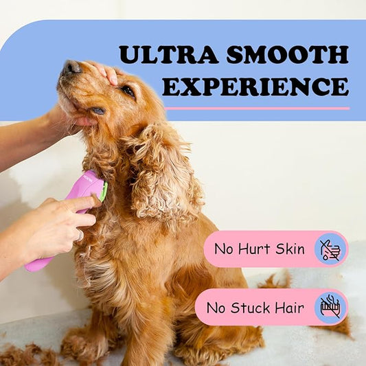 Dog Grooming Clippers - Low Noise Electric Dog Hair Trimmer Cordless Rechargeable Pet Clippers, 3 Speeds Dog Grooming Kit for Small Dogs Cats - Pink