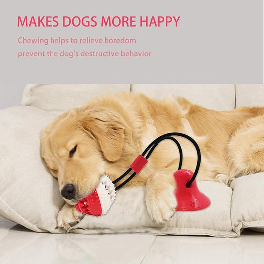 Dog Toys, Dog Chew Toys for Aggressive chewers,Dog Rope Toys with Suction Cup for Puppy Dogs,Dog Training Treats Teething Toys for Boredom, Small Dog Puzzle Toy Treat Food Dispensing Ball Toys (red)