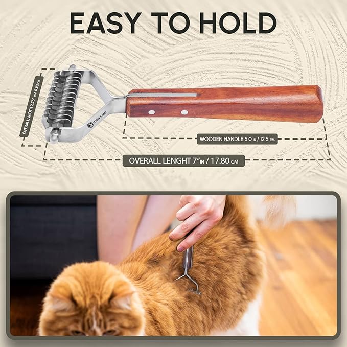 Flamia & Jabz Undercoat Rake for Dogs & Cats, Dematting Grooming Stripper Tool (12 Blades)