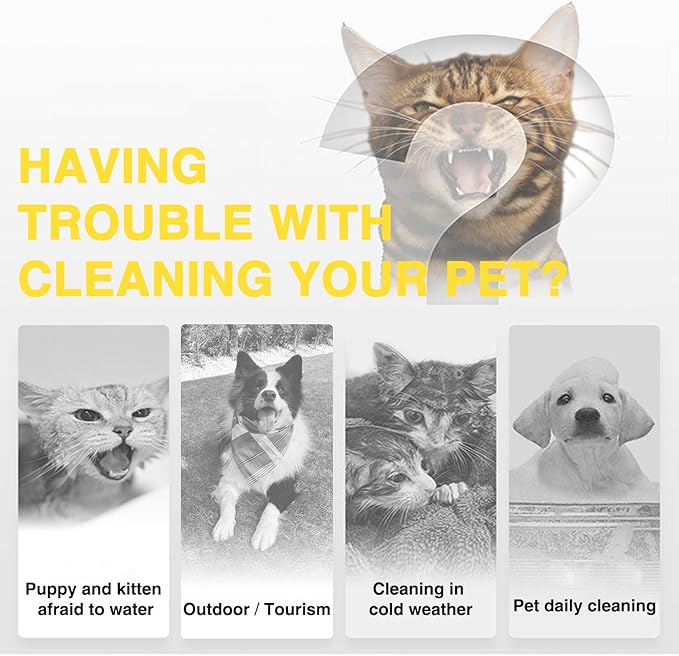 Dog Wipes Cleaning,Aloe Nourish Pet Wipes Gloves,Dry Wash Shower Wipes Grooming for Dogs Cats Puppy, Ears Face Paws Butt Cleaning Gloves