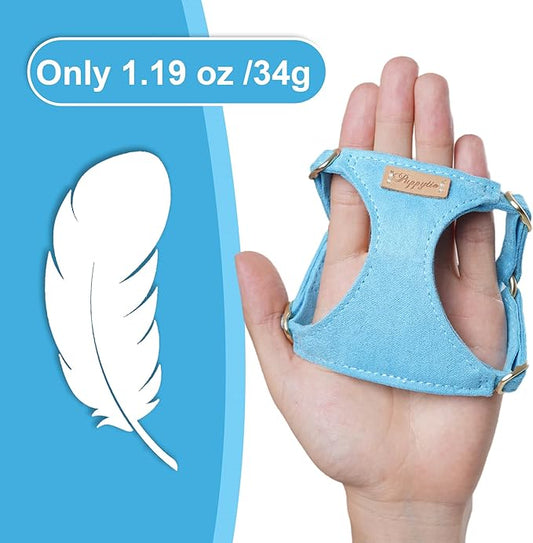 Puppytie No Pull xs Dog Harness with Multifunction Dog Leash,Soft Adjustable No Choke Escape Proof Pet Harness Vest,Ocean Blue,XS