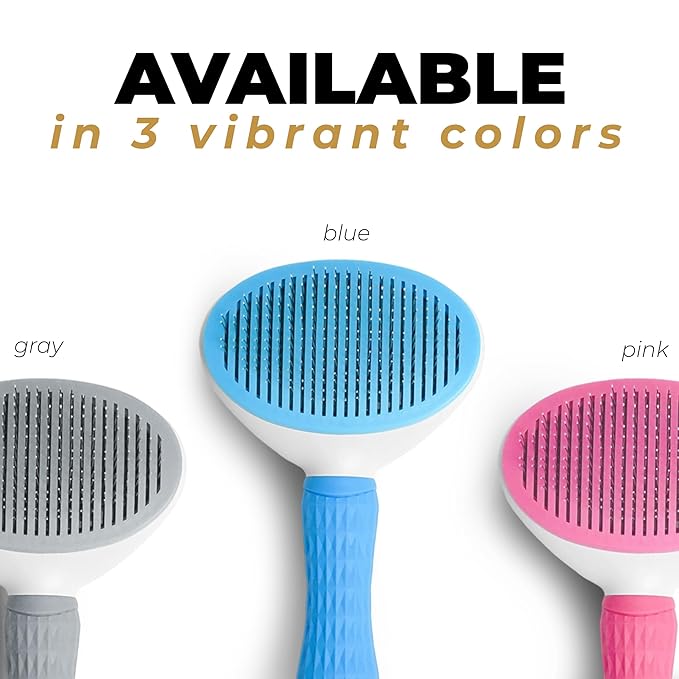 Self-Cleaning Slicker Brush for Dogs & Cats – Deshedding Pet Grooming Tool with Ergonomic Handle – Pain-Free, Rust-Resistant Bristles – Eco-Friendly for Long & Short Coats