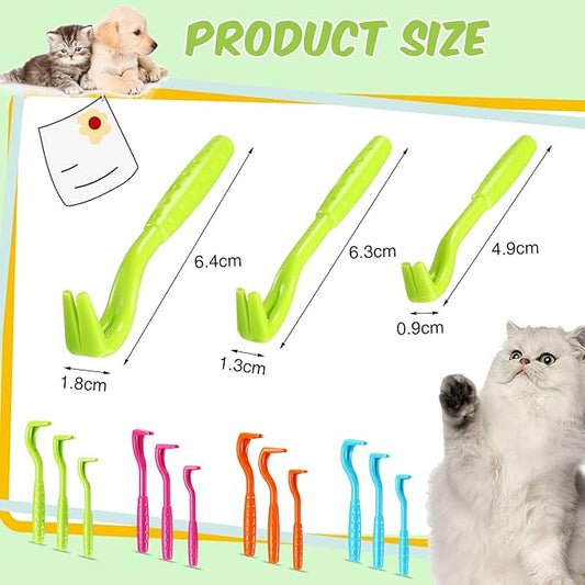 24 Pcs Tick Remover Plastic Tick Remover Tools Tick Puller Removal Tick Grabber for Dogs Cats Humans, 3 Sizes (Blue, Green, Orange, Rose Red)