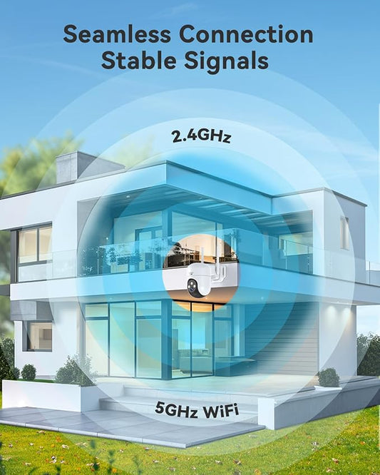 MUBVIEW 360° Security Cameras Wireless Outdoor,24/7 Wired Outdoor Camera for Home Security,Motion Tracking,5G/2.4G WiFi security camera,Night Vision,2-Way Talk, IP66,AI Detection,Local & Cloud Storage