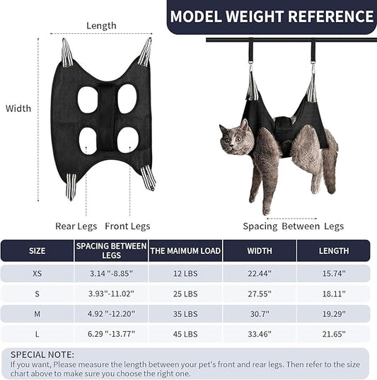 Cat/Dog Grooming Hammock Hanging Harness,Pet Grooming Restraint Sling with Wide Strap Anti Scratch&Bite,for Nail Trim/Take Eye/Ear Care with Nail Clipper/Nail File Pet Grooming Supplies Kit-L