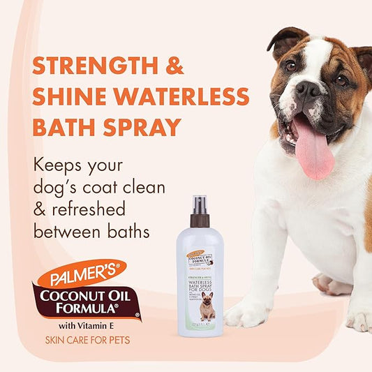 Palmer's for Pets Coconut Oil Formula Strength & Shine Waterless Bath Spray for Dogs, Coconut No Rinse Waterless Dry Dog Spray for Instant Refresh Without a Bath, Bath Spray for Dogs - 8 oz (FF15583)