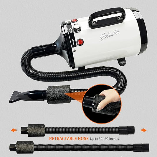 High Velocity Professional Dog Grooming Dryer,Adjustable Temperature and Speed Hair Dryer for Pets with 4 Nozzles