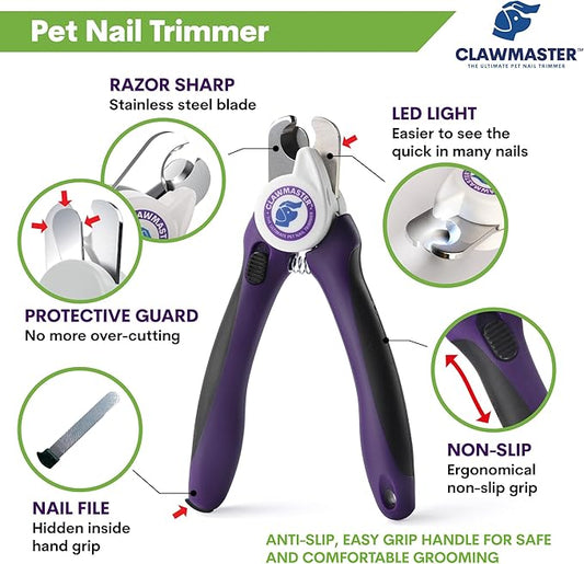 LED Pet Nail Clippers – Illuminated Dog & Cat Claw Trimmer with 3.5mm Stainless Steel Blade, Safety Guard & Built-in Light for Safe, Easy Grooming