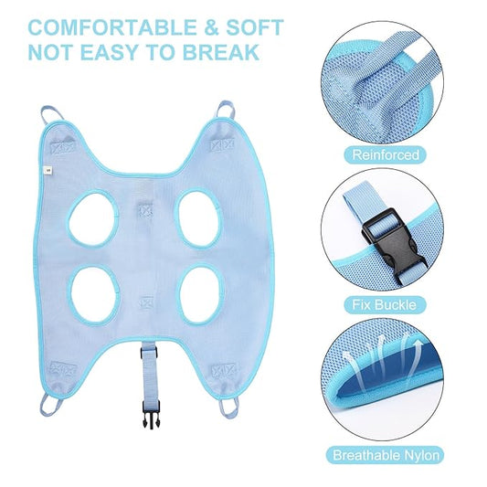 Petmolico Dog Grooming Hammock, Pet Grooming Sling Helper Dog Grooming Hammock Set - Nail Clippers/Nail Trimmers/Double-Sided Hairbrush(S,Blue)