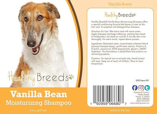Healthy Breeds Borzois Vanilla Bean Moisturizing Shampoo + Conditioner - with Vitamins A, D, E + Coconut Oil - 8 oz
