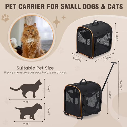 Pet Carrier for Cats Dogs up to 30 Lbs, Car Travel Portable Pet Kennel Dog Crate Set with Litter Box, Bowl for Outdoor Camping