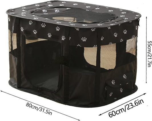 Foldable Pet Playpen, Puppy Play Pen for Indoors, Cute Small Dog Playpen, Sturdy Playpen for Cats Outdoor (Large, Black)