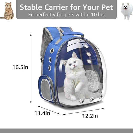 Henkelion Cat Backpack Carrier Bubble Carrying Bag, Small Dog Backpack Carrier for Small Medium Dogs Cats, Space Capsule Pet Carrier Dog Hiking Backpack, Airline Approved Travel Carrier - Navy Blue