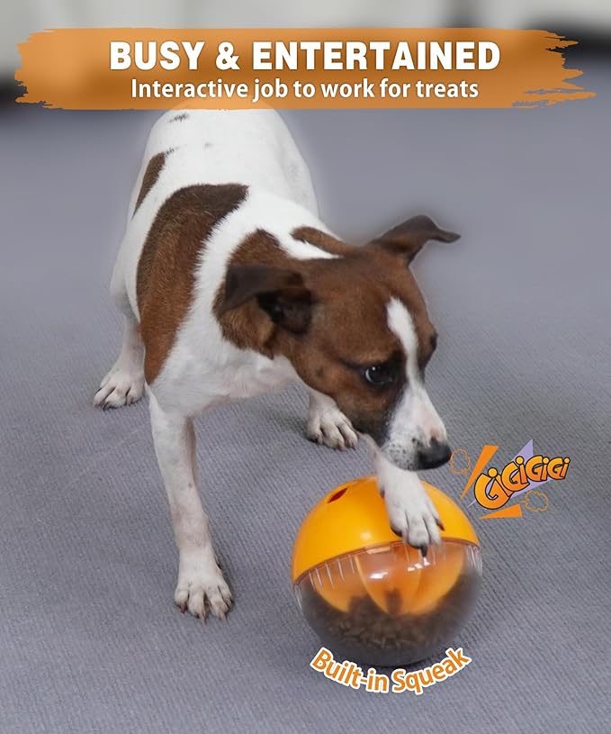 Interactive Dog Treat Toy, Mental Stimulation and Enrichment, Orange