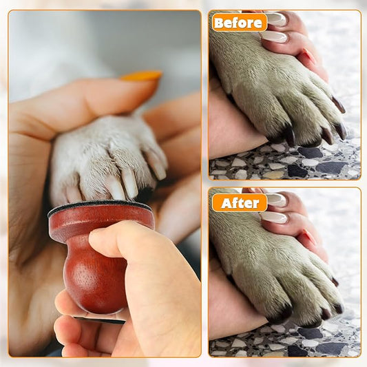 Dog Nail File, Portable Dog Nail Scratch Board, Solid Wood Pet Nail File with 4 PCS Sandpaper, Stress Free Dog Scratch Pad for Polishing Cat and Dog Nails