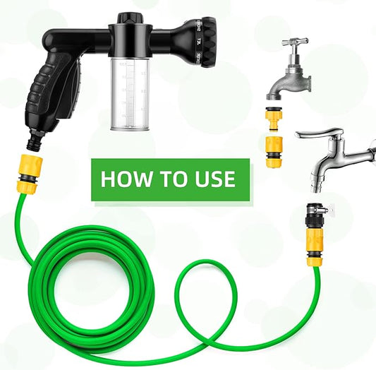 6 Pieces Dog Wash Hose Attachment with Soap Dispenser Pet Bathing Tool Set Dog Comb Brush for Pet Washing(8.27 x 4.72 x 5.51 Inch,Black)