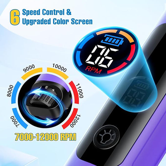 Dog Nail Grinder, 6-Speed Quiet Electric Dog Nail Trimmers, Dog Nail Clippers with File for Small Medium Large Dogs, Cats, Rechargeable Pet Paw Grooming Supplies Kit, 2 Grinding Wheels (Purple)