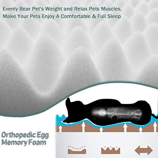 Gray Dog Crate Pad 48x30 inch Memory Foam Large Dog Kennel Bed Soft Flannel Washable Anti Slip Puppy Sleeping Mat,Grey