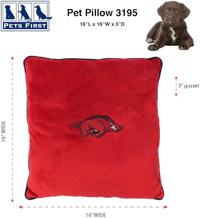 Pets First NCAA Arkansas Razorbacks Pet Accessories- Cozy & Warm Dog Pillow