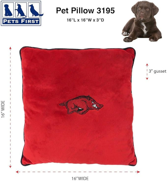 Pets First NCAA Arkansas Razorbacks Pet Accessories- Cozy & Warm Dog Pillow