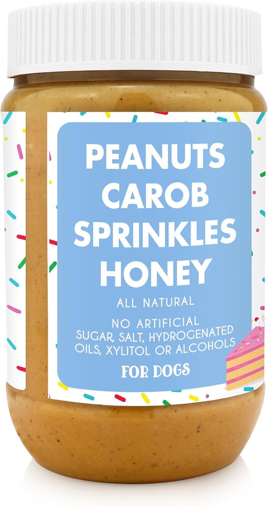 BUDDY BUDDER Bark Bistro Company Birthday Bash, 100% Natural Dog Peanut Butter, Healthy Peanut Butter Dog Treats, Dog Birthday, Dog Pill Pocket, Made in USA (17oz Jars)