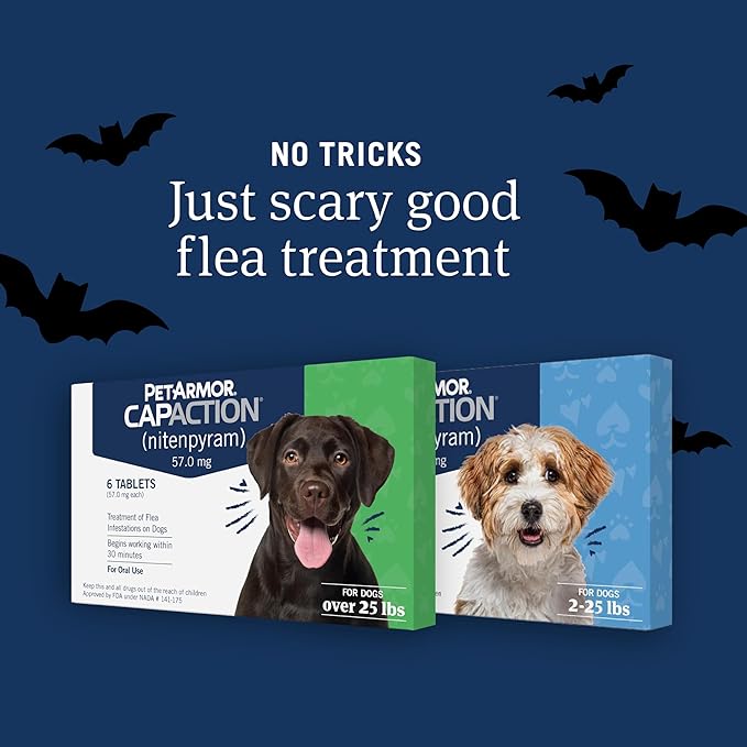 PetArmor CAPACTION (nitenpyram) Oral Flea Treatment for Dogs, Fast Acting Tablets Start Killing Fleas in 30 Minutes, Dogs 2-25 lbs, 6 Doses