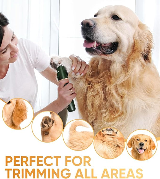 Dog Clippers for Grooming, Professional Pet Grooming Kit at Home, Low Noise Rechargeable Cordless Pet Hair Clippers for Dogs Cats, Dog Hair Trimmer with 6PCS Guide Combs Green