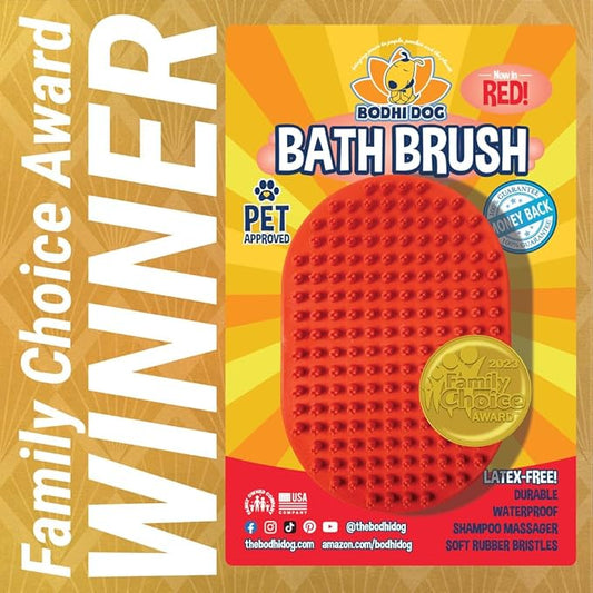 Bodhi Dog Shampoo Brush - Pet Grooming & Bath Supplies for Cats and Dog - Bath Brush for Long & Short Hair - Premium Scrubber for Shower, Bathing & Massage (One Pack, Red)