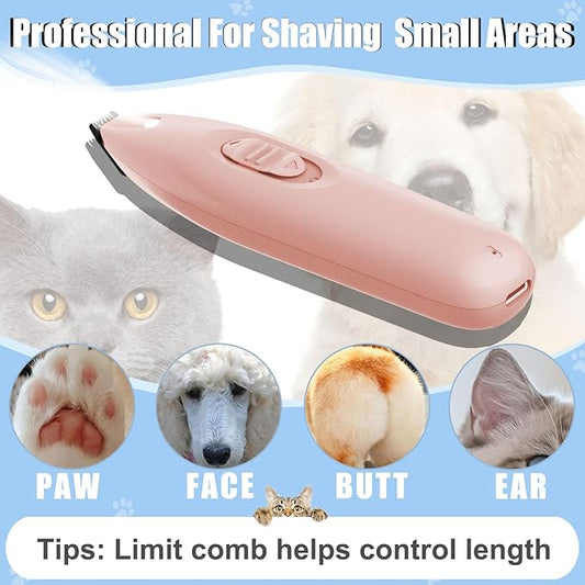 KIKETECH LED Dog Paw Trimmer - Cordless, Low Noise Dog Clippers for Grooming, Rechargeable Small Area Shaver for Cats, Soft Red
