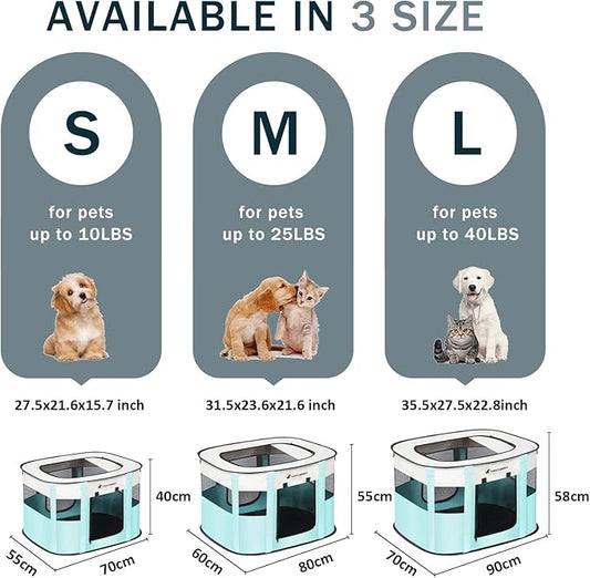 Foldable Pet Playpen,Cat Puppy Playpen,Portable Dog Cage Soft Portable Exercise Kennel Tent,Puppy Kitten Pen Indoors/Outdoors Pet Tent Fence (Large(36"*28"*23"), Green)