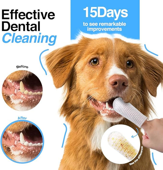 Dog Teeth Cleaning Wipes - No-Rinse Cat Toothbrush, Effective Dog Breath Freshener - Essential for Pet Supplies (90 Count - 1.5 in x 3.15 in)