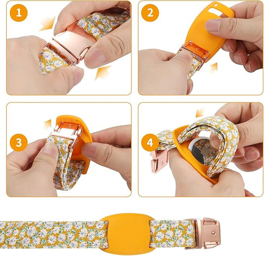 Airtag Dog Collar Holder,Anti-Lost Silicone Case Accessories for Air Tag GPS Tracking,Compatible with Dogs Cats Pets Collar (1 Pack, White)