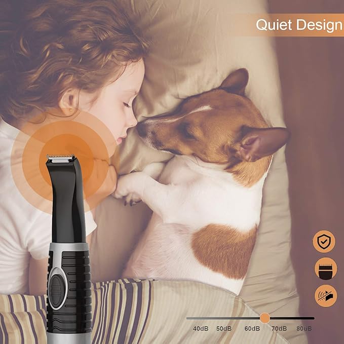 Dog Clippers, Cordless Cat and Small Dogs Clipper, Low Noise Electric Pet Trimmer, Dog Grooming Clippers for Trimming The Hair Around Paws, Eyes, Ears, Face, Rump …