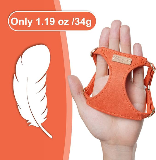 Puppytie No Pull XXS Puppy Harness with Multifunction Dog Leash,Soft Adjustable No Choke Escape Proof Pet Harness Vest,Orange,XXS