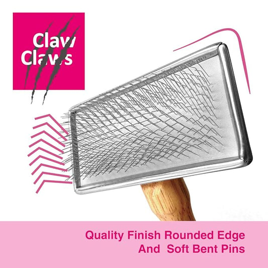 Pet Slicker Brush for Medium Dogs, Wooden Handle with Stainless Steel Soft Pins, Gently Remove Tangled, Loose Undercoat and Mats Hair, Pet Grooming Brush Tool (6.6")