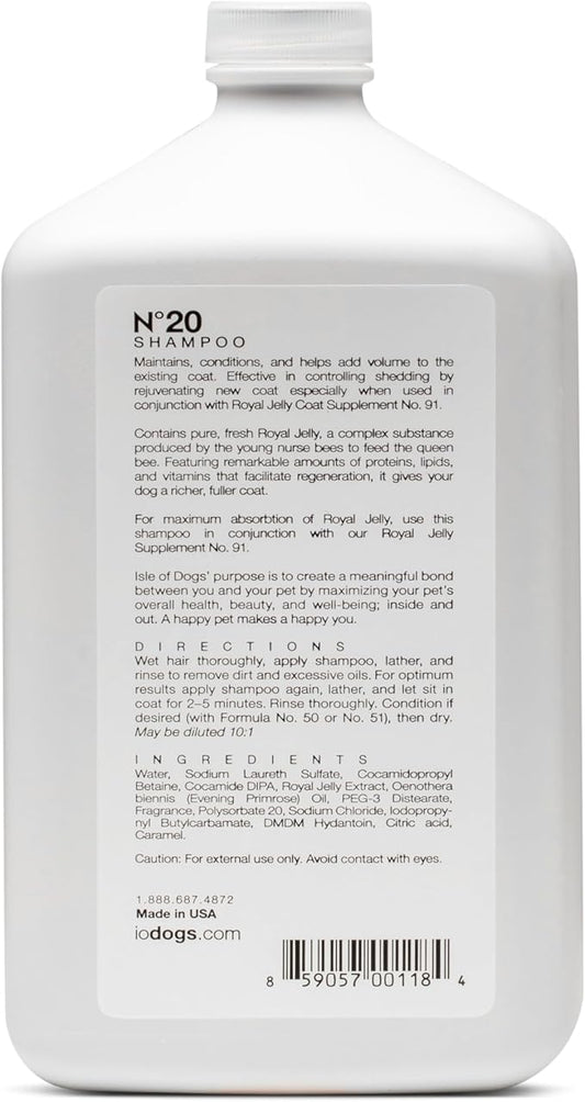 Isle of Dogs Coature No. 20 Royal Jelly Dog Shampoo for thin or shedding coats, 1 liter