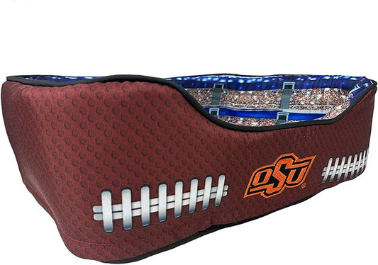 NCAA Oklahoma State Cowboys Stadium Dog Bed, Pet Pillow Bed for Dogs, Sporty Football Dog Bed and Lounge Cushion