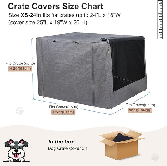HiCaptain Folding Metal Dog Crate Cover for 24 Inch Wire Pet Cage(Two-Tone Gray)