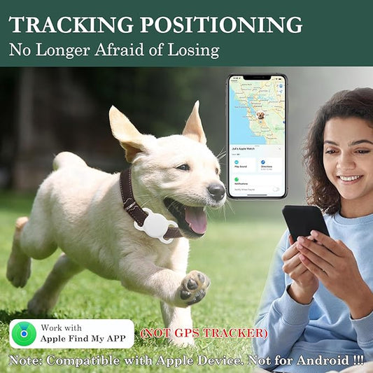 Pet Location Tracker, Smart Dog Tracker with Collar Holder, MFi Certificated Tracking Device, Waterproof Bluetooth Tracker, No Monthly Fee, Not GPS Tracker, iOS Compatible (White)