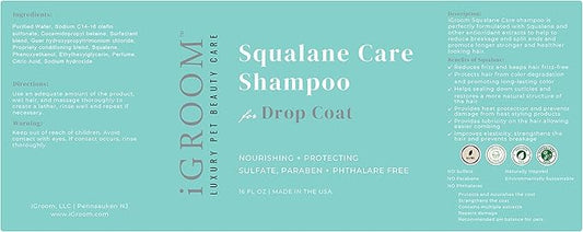 iGroom Squalane Care Dog Shampoo for Dropcoats, Luxury Pet Beauty Care, Reduce Breakage and Split Ends, Promotes Strong and Healthy Hair, Made in USA, 16 oz