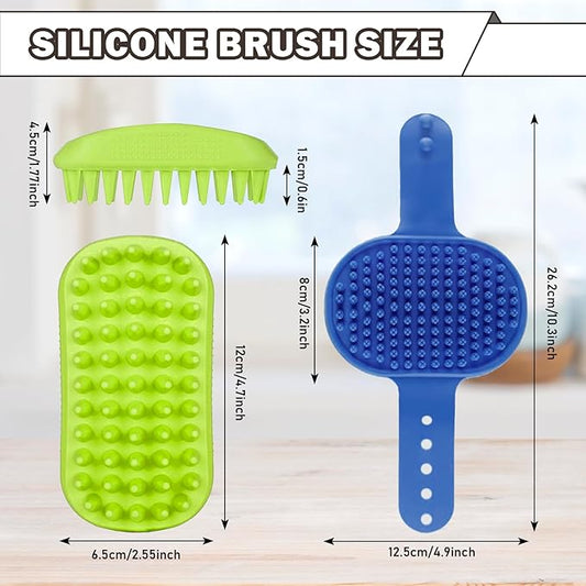 Dog Bath Brush, Dog Shampoo Brush with Washing Pet Rubber Bathing Rubber Curry Brush for Bathing for Grooming, Shedding, Massaging