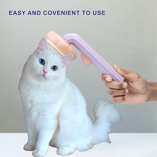 Self Cleaning Slicker Brush, Dog Cat Bunny Pet Grooming Shedding Brush - Easy to Remove Loose Undercoat, Pet Massaging Tool Suitable for Pets with Long or Short Hair (Coral & Purple)