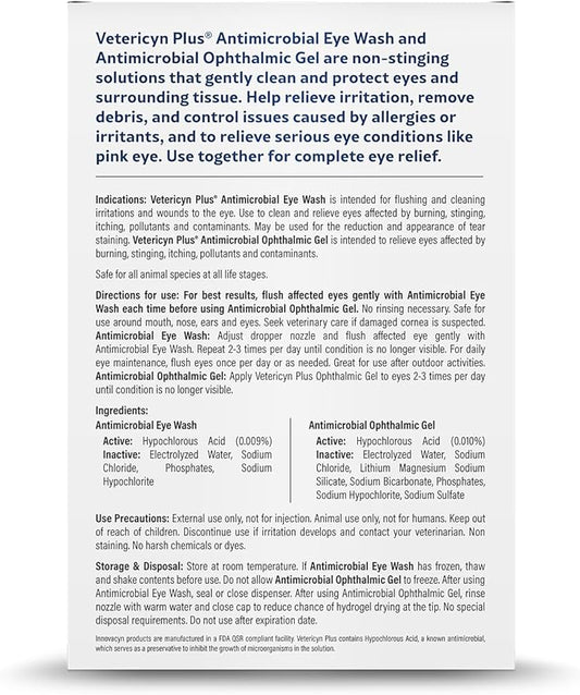 Vetericyn Plus Dog and Cat Eye Care | Flush and Soothe Eye Irritations, Dog Tear Stain Cleaner, Safe for All Animals. (Eye Care Kit)