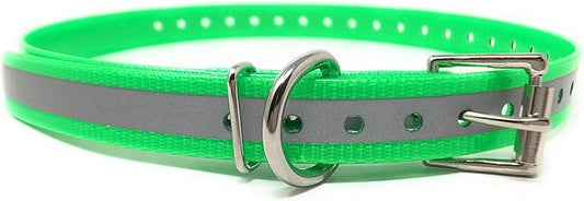 Replacement Strap for Dogtra Collars - 3/4" Wide Ultra-Durable Dog E-Collar Replacement for Training, Bark, Shock, Electric, and GPS Collars - 28" Adjustable Length Reflective Green