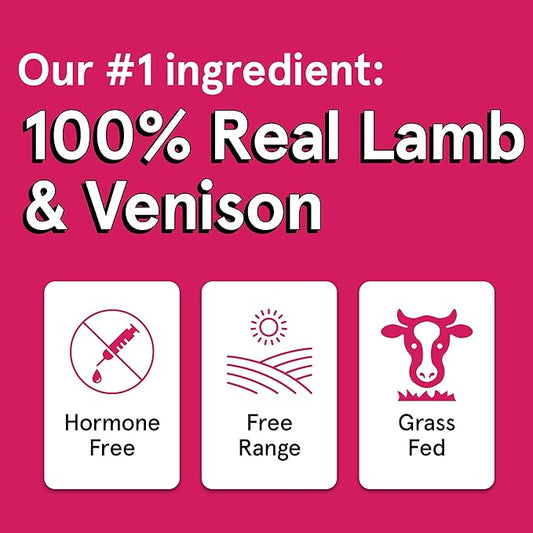 Real Meat Dog Treats - Two 12oz Bag of Bite-Sized Air-Dried Lamb & Venison Jerky for Dogs - Grain-Free Jerky Dog Treats with 95% All-Natural, Human-Grade, Free-Range, Grass Fed Lamb & Venison